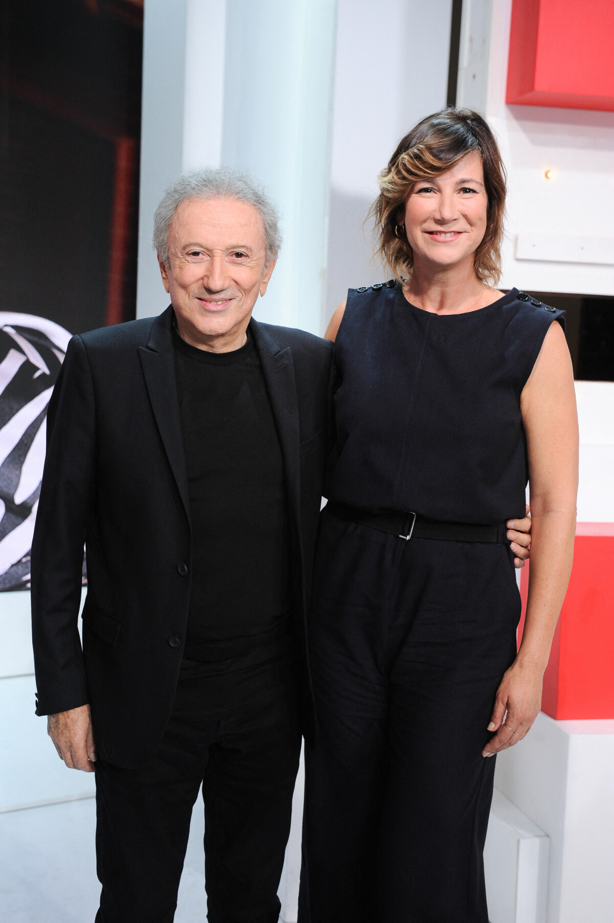 Photo Exclusif Virginie Hocq et Michel Drucker Enregistrement de