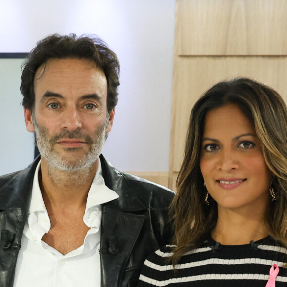 Exclusif - Anthony Delon et Aurélie Casse lors de l'enregistrement de l'émission "C l'Hebdo" présentée par A.Casse à Paris le 29 septembre 2023. © Coadic Guirec / Bestimage 