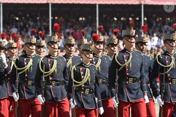 La Princesse Leonor lors de la prestation de serment du drapeau au Patio de Armas de l'Académie Générale Militaire de Saragosse, Espagne, le 7 octobre 2023. 