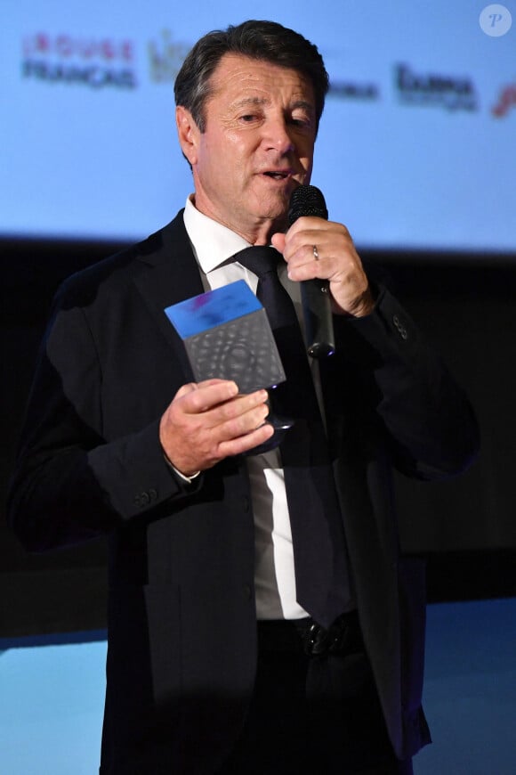 
Christian Estrosi, le maire de Nice, durant la cérémonie de clôture et remise des prix de la 5eme édition du Nice Festival CinéRoman au cinéma Pathé Gare du Sud à Nice, le 7 octobre 2023.