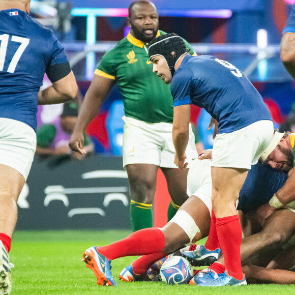 Antoine Dupont (XV de France) - Coupe du Monde de Rugby France 2023 - Match de quart de finale "France-Afrique du Sud (28-29)" au Stade de France à Saint-Denis 15 octobre 2023.