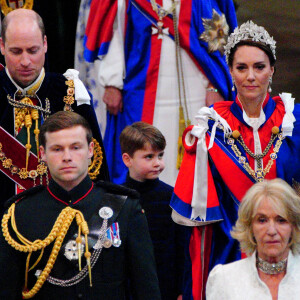 Cérémonie de couronnement du roi d'Angleterre à l'abbaye de Westminster de Londres Le prince William, prince de Galles, et Catherine (Kate) Middleton, princesse de Galles, Le prince Louis de Galles - Les invités à la cérémonie de couronnement du roi d'Angleterre à l'abbaye de Westminster de Londres, Royaume Uni, le 6 mai 2023. 
