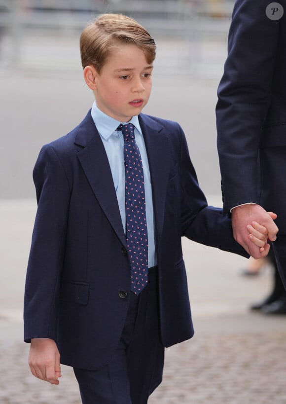 Le prince George de Cambridge lors du service d'action de grâce en hommage au prince Philip, duc d'Edimbourg, à l'abbaye de Westminster à Londres, Royaume Uni, le 29 mars 2022. Le prince Philip, duc d'Edimbourg, est décédé le 9 avril 2021. © Julien Burton/Bestimage 