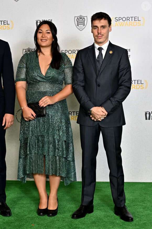 Louis et sa femme Marie Ducruet au photocall de la soirée des Sportel Awards 2023 au Grimaldi Forum à Monaco, le 23 octobre 2023. © Bruno Bebert/Bestimage 