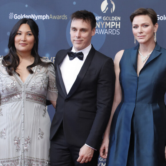 La princesse Charlene de Monaco avec Louis Ducruet et sa femme Marie - Photocall de la cérémonie de clôture du 62ème festival de télévision de Monte-Carlo le 20 juin 2023. © Denis Guignebourg / Bestimage 