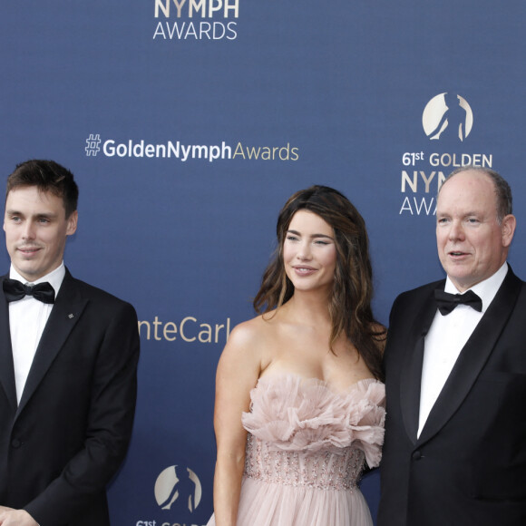 Louis Ducruet et sa femme Marie, Jacqueline MacInnes Wood, le Prince Albert II de Monaco, Camille Gottlieb - Cérémonie de clôture du 61ème Festival de Télévision de Monte Carlo le 21 juin 2022. © Denis Guignebourg/Bestimage 