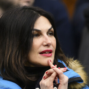 Helena Noguerra dans les tribunes lors du match du tournoi des VI Nations "France - Pays de Galles (41-28)" au Stade de France à Saint-Denis, le 18 mars 2023. 