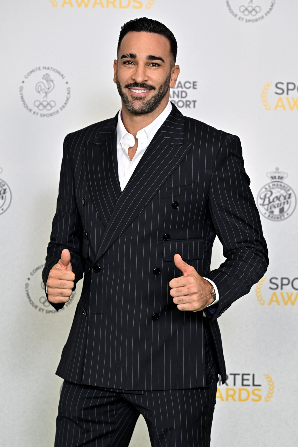Adil Rafi Photo : Adil Rami au photocall de la soirée des Sportel Awards 2023 au ...