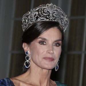 C'était soir de banquet pour Letizia et Felipe d'Espagne au Danemark
La reine Letizia d'Espagne au banquet d'Etat donné au château de Christiansborg à Copenhague. Le couple royal d'Espagne est présent pour une visite de trois jours au Danemark. Photo : Jesus Briones/GTres/ABACAPRESS.COM