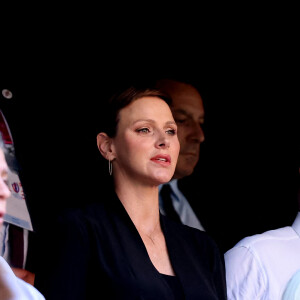 La princesse Charlene de Monaco dans les tribunes lors du match de rugby entre l'Afrique du Sud et l'Écosse (18-3) au stade Vélodrome à Marseille le 10 septembre 2023. © Dominique Jacovides / Bestimage 