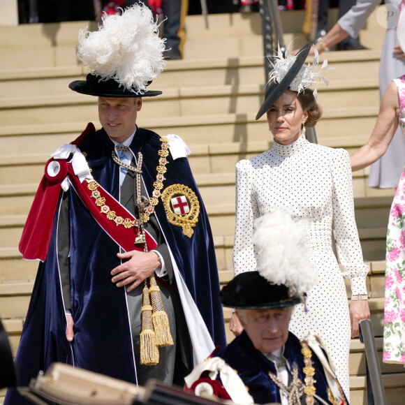 Le prince William, prince de Galles, et Catherine (Kate) Middleton, princesse de Galles - La famille royale britannique assiste au service annuel de l'ordre de la jarretière à la chapelle St George du château de Windsor, Berkshire, Royaume Uni, le 19 juin 2023. 