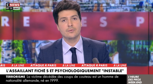 Eliot Deval recadre son intervenante Valérie Lecasble dans "L'heure des pros Week-end" sur CNews.