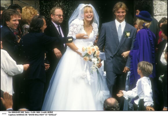 Mariage de David Hallyday et Estelle Lefébure, en Normandie, le 15 septembre 1989