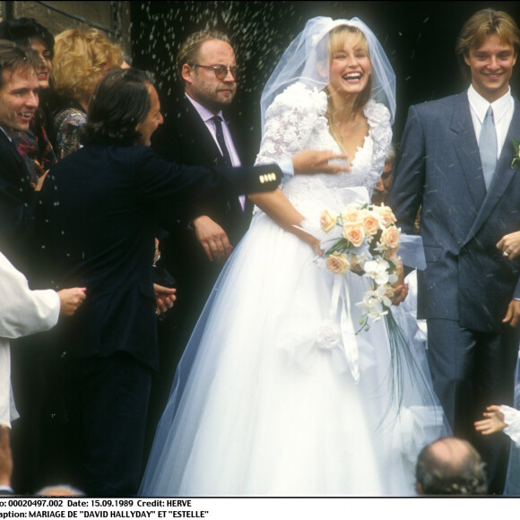 Mariage de David Hallyday et Estelle Lefébure, en Normandie, le 15 septembre 1989