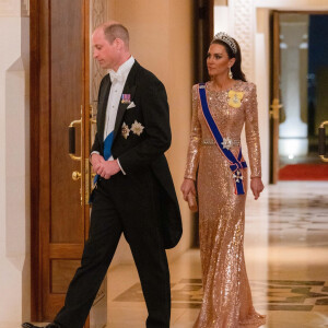 Le prince William, prince de Galles, et Catherine (Kate) Middleton, princesse de Galles, - Les familles royales au mariage du prince Hussein de Jordanie et de Rajwa al Saif, au palais Zahran à Amman (Jordanie), le 1er juin 2023.