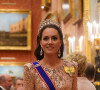 Dans sa robe de la marque Jenny Packham, elle était étincelante
Catherine Kate Middleton, princesse de Galles lors d'une réception pour les corps diplomatiques au palais de Buckingham à Londres le 5 décembre 2023