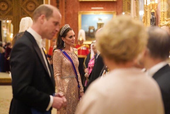 Le prince William, prince de Galles et Catherine Kate Middleton, princesse de Galles lors d'une réception pour les corps diplomatiques au palais de Buckingham à Londres le 5 décembre 2023
