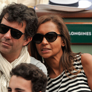 Karine Le Marchand et Stéphane Plaza - People aux Internationaux de France de tennis de Roland Garros à Paris, le 29 mai 2014. 