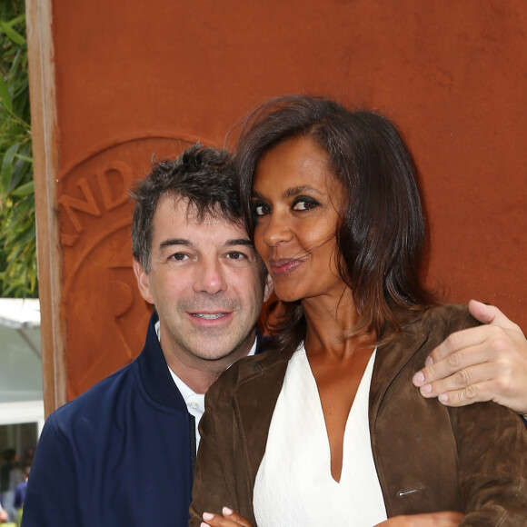 Stéphane Plaza et Karine Le Marchand - Les célébrités au village des internationaux de tennis de Roland Garros à Paris le 4 juin 2017. © Dominique Jacovides-Cyril Moreau/Bestimage