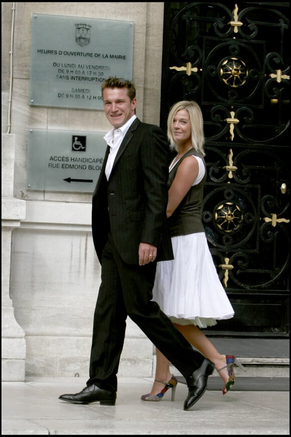 Flavie Flament et Benjamin Castaldi au mariage de Mimie Mathy et Benoist Gérard à la mairie de Neuilly