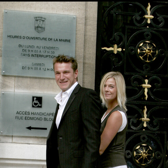 Flavie Flament et Benjamin Castaldi au mariage de Mimie Mathy et Benoist Gérard à la mairie de Neuilly