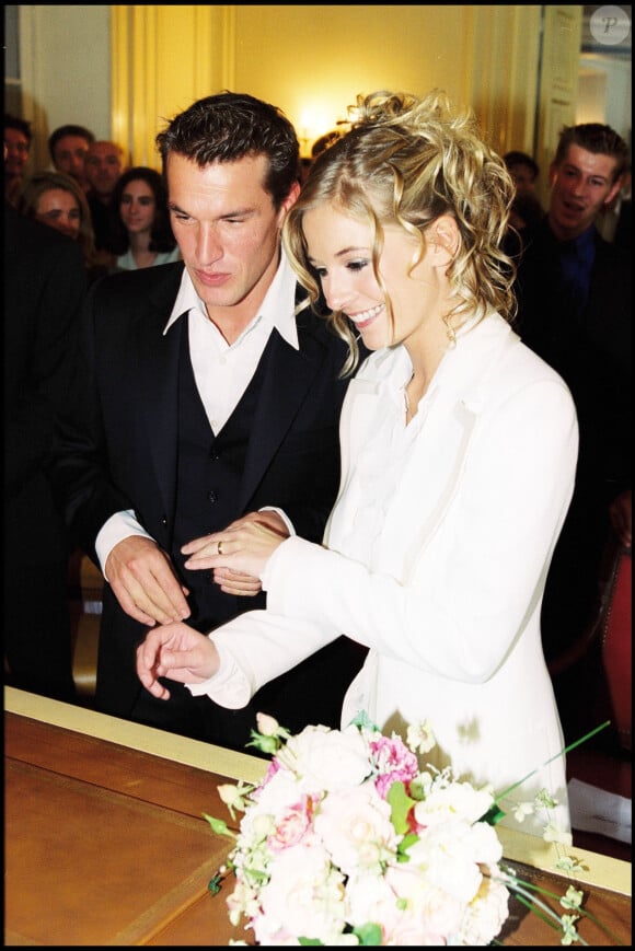 Benjamin Castaldi et Flavie Flament lors de leur mariage en septembre 2002 ©Angeli/Borde/Bestimage