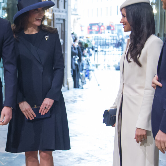 Kate Catherine Middleton (enceinte), duchesse de Cambridge, Meghan Markle - La famille royale d'Angleterre lors de la cérémonie du Commonwealth en l'abbaye Westminster à Londres. Le 12 mars 2018