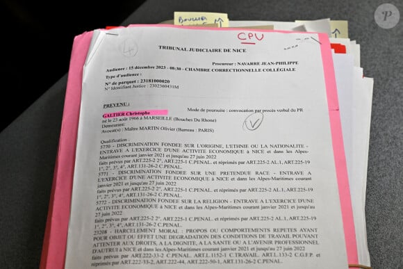 Christophe Galtier, l'ancien entraîneur de l'OGC Nice, accompagné par ses avocats, Maîtres Sébastien Schapira et Olivier Martin, comparaît devant le tribunal correctionnel de Nice, le 15 décembre 2023. Il est pousuivi pour des faits de "harcèlement moral" et de "discrimination" suite à des propos racistes qu'il aurait tenus entre 2021 et 2022. Il encourt jusqu'à trois ans de prison et 45.000 d'amende. © Bruno Bebert/Bestimage 