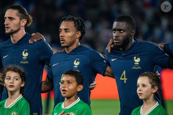 Dayot Upamecano (Equipe de France) Jules Koundé (Equipe de France) - Match France - Irlande (2-0) lors des matchs qualificatifs à l'Euro 2024 au Parc des Prince à Paris le 7 septembre 2023.