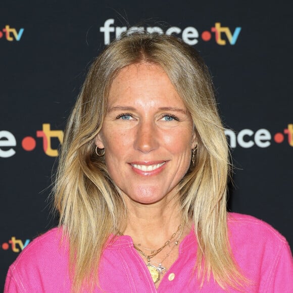 Agathe Lecaron au photocall pour la conférence de presse de rentrée de France TV à la Grande Halle de la Villette à Paris, France, le 11 juillet 2023. © Coadic Guirec/Bestimage