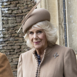 Camilla Parker Bowles, reine consort d'Angleterre - Les membres de la famille royale britannique lors de la messe du matin de Noël en l'église St-Mary Magdalene à Sandringham, le 25 décembre 2023.
