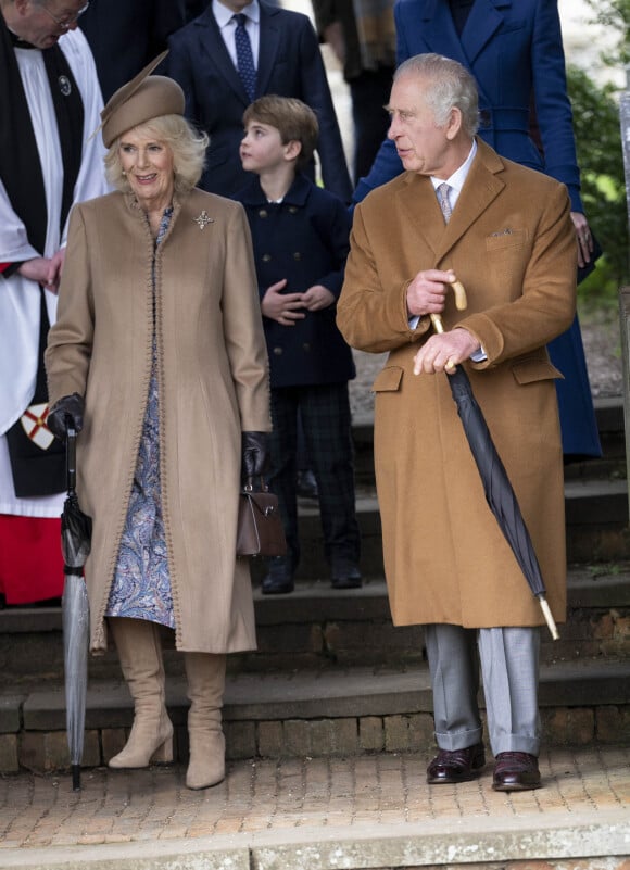 Le roi Charles III d'Angleterre et Camilla Parker Bowles, reine consort d'Angleterre, 25 décembre 2023.
