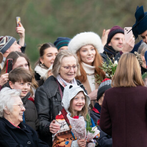 Catherine (Kate) Middleton, princesse de Galles, la princesse Charlotte de Galles, Mia Tindall - Les membres de la famille royale britannique lors de la messe du matin de Noël en l'église St-Mary Magdalene à Sandringham, le 25 décembre 2023. 