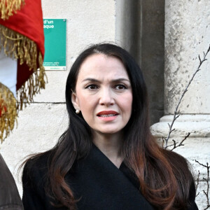Adelina Khamaganova, ex femme de Guy Marchand lors des obsèques de Guy Marchand en l'église Saint-Pierre-ès-Liens à Mollégès le 27 décembre 2023. 