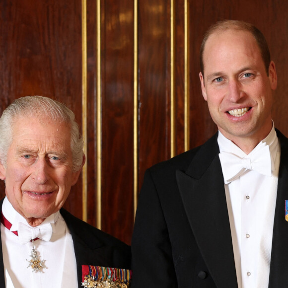 le roi Charles III d'Angleterre, le prince William, prince de Galles - La famille royale du Royaume Uni lors d'une réception pour les corps diplomatiques au palais de Buckingham à Londres
