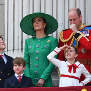 Le prince George, le prince Louis, la princesse Charlotte, Kate Catherine Middleton, princesse de Galles, le prince William de Galles - La famille royale d'Angleterre sur le balcon du palais de Buckingham lors du défilé "Trooping the Colour" à Londres. Le 17 juin 2023 