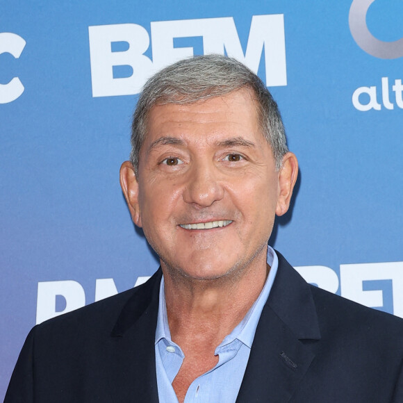 Yves Calvi lors de la conférence de presse de rentrée BFM TV. - RMC du groupe Altice France à Paris, France, le 31 août 2023. © Coadic Guirec/Bestimage 