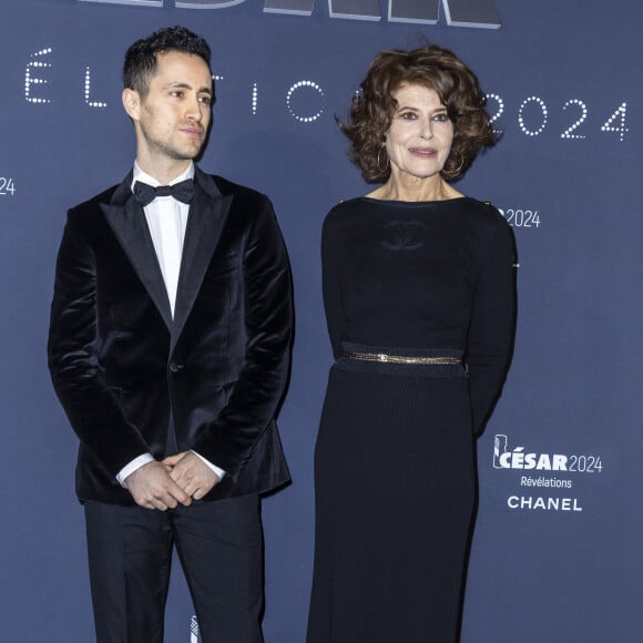 Youssouf AbiAyad et Fanny Ardant au photocall du dîner César Révélations 2024 à L'Élysée Montmartre à Paris le 15 janvier 2024. © Olivier Borde / Bestimage 