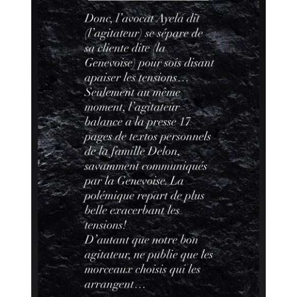 Anthony Delon s'est exprimée sur Instagram, dévoilant des propos de sa soeur par messages avec Alain Fabien