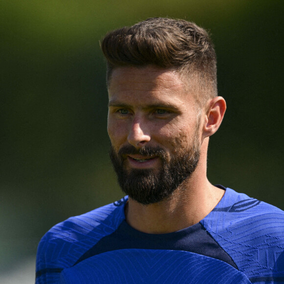 Olivier Giroud lors d'une séance d'entraînement de l'équipe de France de football pour préparer le match de qualification à l'Euro 2024 contre Gibraltar au centre de formation et centre National du Footbal de Clairefontaine-en-Yvelines, France, le 14 juin 2023. La France affrontera Gibraltar ce vendredi 16 juin à 20h45 au Stade de l'Algarve à Faro-Loulé au Portugal. © Jean-Baptiste Autissier/Panoramic/Bestimage