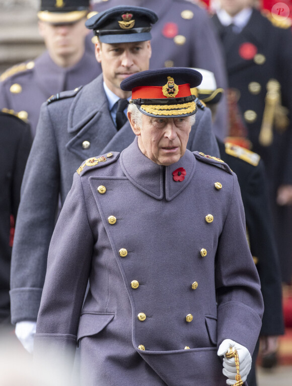 Le roi Charles III d'Angleterre lors du "Remembrance Sunday Service" à Londres, Royaume Uni, le 13 novembre 2022. 