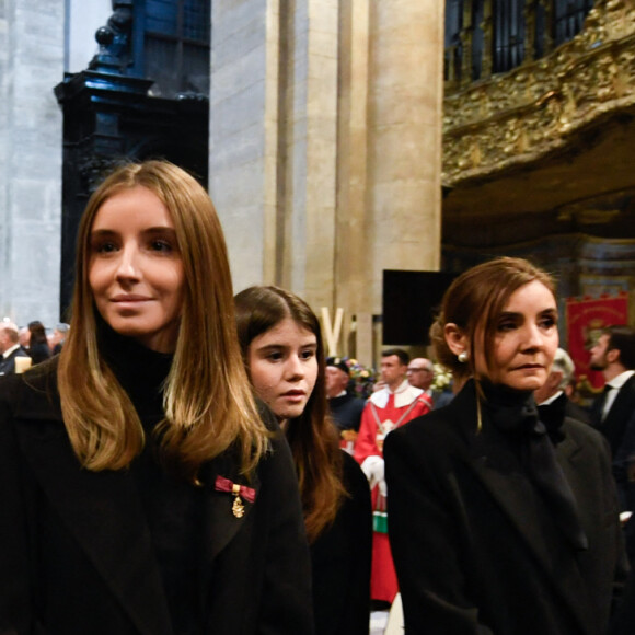 Elles étaient chic et soudées. 
La princesse Vittoria de Savoie, La princesse Louisa de Savoie, La princesse Clotilde Courau de Savoie - La cérémonie funéraire de Victor Emmanuel de Savoie, fils du dernier roi d'Italie, en la basilique de Superga près de Turin, le 10 février 2024. 