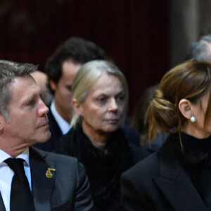 Le prince Dimitri de Yougoslavie,Eleonora Rajneri, Le prince Serge de Yougoslavie, La princesse Elena de Yougoslavie, Stanislas Fougeron, Marina Ricolfi Doria, Le prince Emmanuel-Philibert de Savoie, La princesse Clotilde Courau de Savoie, La princesse Vittoria de Savoie - La cérémonie funéraire de Victor Emmanuel de Savoie, fils du dernier roi d'Italie, en la basilique de Superga près de Turin, le 10 février 2024. 