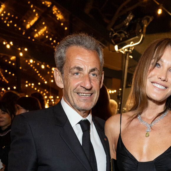 Carla Bruni et son mari Nicolas Sarkozy - Personnalités à la soirée "Women In Motion" par Kering au Château de la Castre lors du 75ème Festival International du Film de Cannes. Le 22 mai 2022 © Olivier Borde / Bestimage