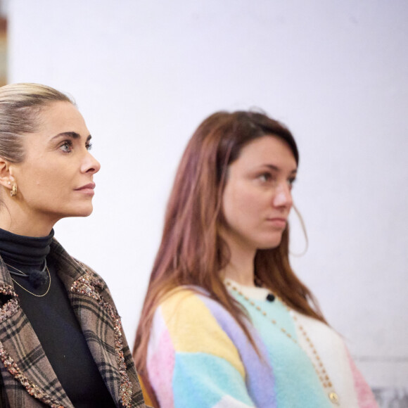 Exclusif - Clara Morgane, Fabienne Carat, Delphine Wespiser - Les candidats de l'émission "Bienvenue au monastère", diffusée à partir du 12 janvier jusqu'au 9 février, lors des Vêpres au couvent Saint Dominique des Frères de Saint-Jean à Corbara, en Corse. Le 18 mars 2023 © Cyril Moreau / Bestimage