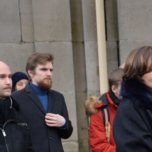 Macha Méril - Obsèques de Michel Legrand - Arrivées au cimetière du Père Lachaise à Paris le 1er février 2019. 