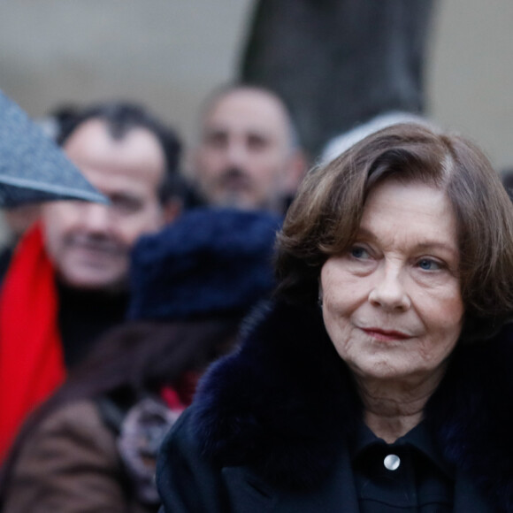 Macha Méril - Obsèques de Michel Legrand - Arrivées au cimetière du Père Lachaise à Paris le 1er février 2019. 