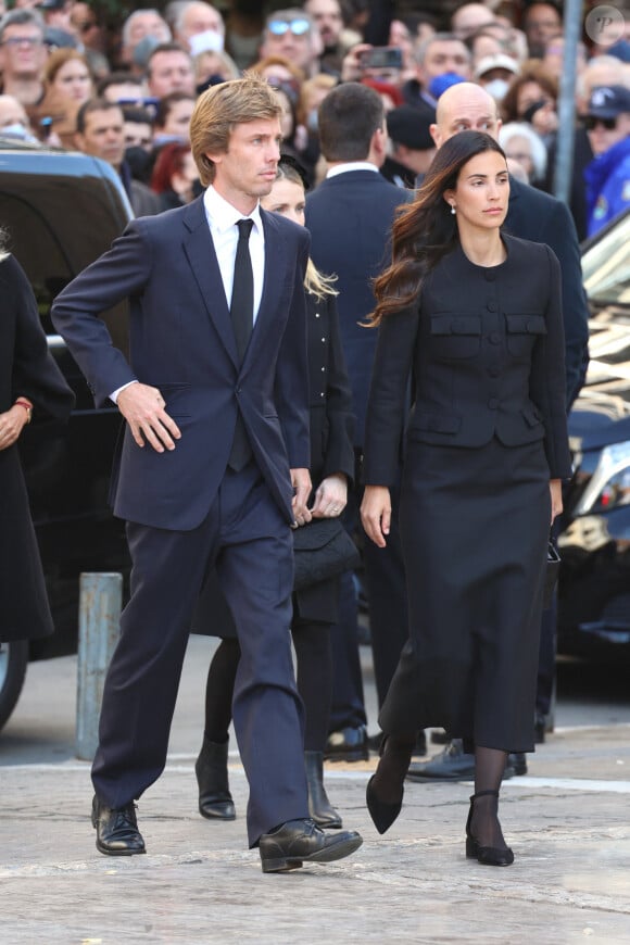 Le prince Christian de Hanovre et Alessandra de Osma - Arrivées aux obsèques du roi Constantin II de Grèce en la cathédrale métropolitaine d'Athènes le 16 janvier 2023. 