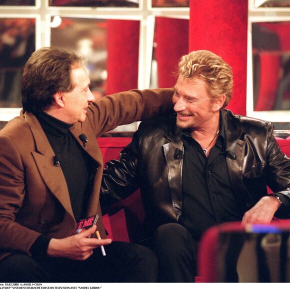 Johnny Hallyday et Michel Sardou dans l'émission "Vivement dimanche".