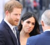 Leurs biographies ont été rétrogradées sur le site officiel des Windsor 
Le prince Harry et sa fiancée Meghan Markle arrivent à une réception organisée par le Premier ministre australien et son épouse à l'ambassade australienne à Londres, Royaume Uni, le 21 avril 2018. 